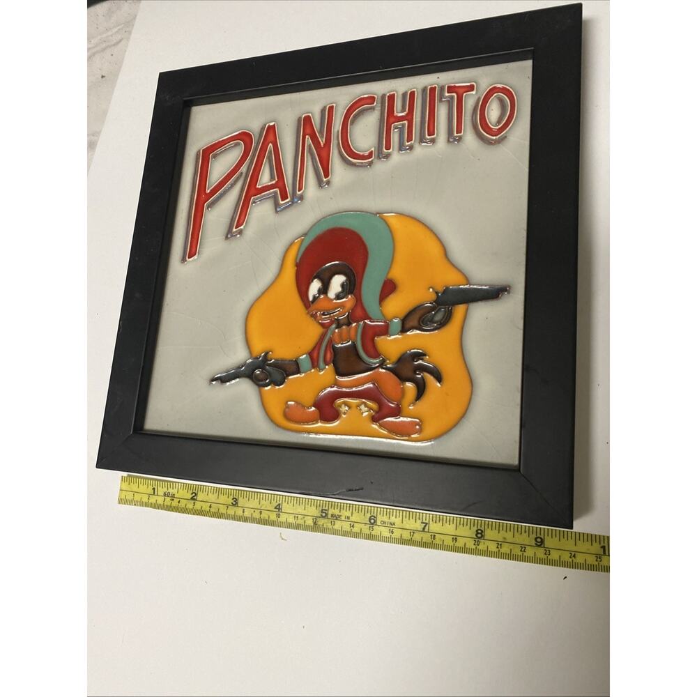 Vintage Panchito Ceramic Tile Framed Plaque Craven Dunnill Jackfield Tile Museum